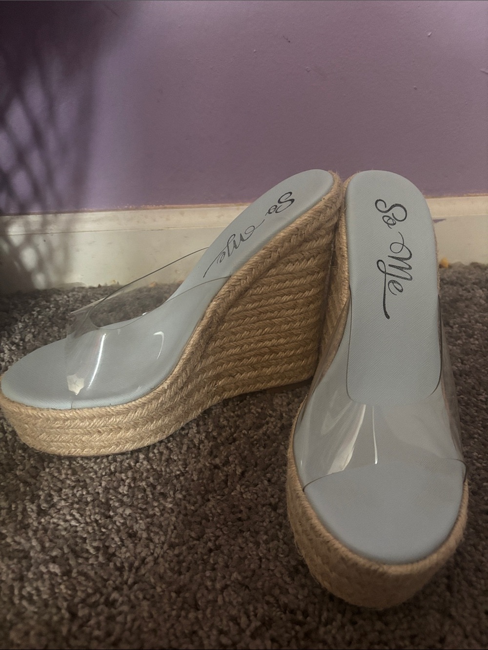 So Me Clear Strap Wedges with Light Blue Footbed
